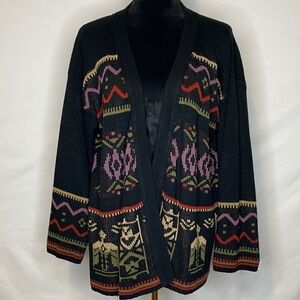 Vintage Southwestern Knit Open Front Cardigan Sweater